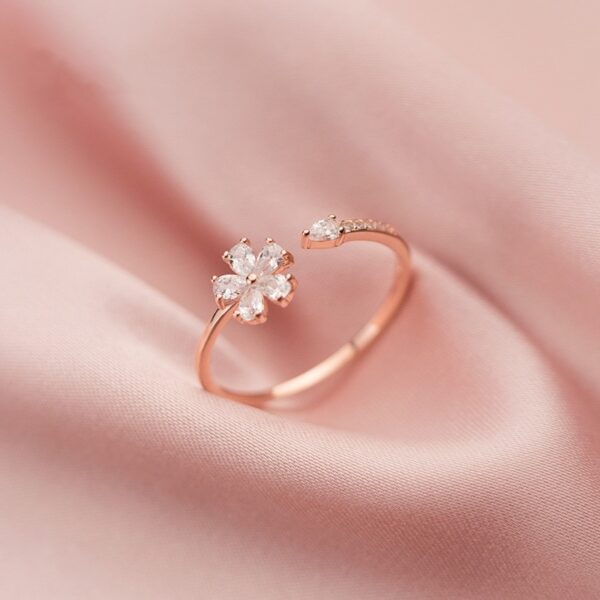 Five-petal Flower Korean Style Silver Ring - Image 3