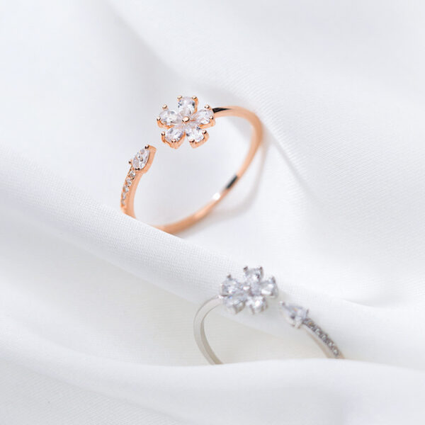 Five-petal Flower Korean Style Silver Ring - Image 2