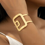 Square Hollow Splicing Open-ended Bracelet