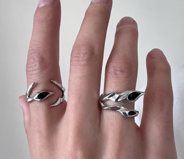 Irregular Shaped Black Onyx Metal Ring Street Tide Special-interest Design High Sense Men And Women - Image 3