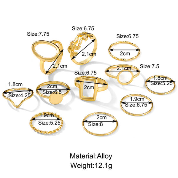 Geometric Leaf Ring Suit 11-piece Set - Image 5