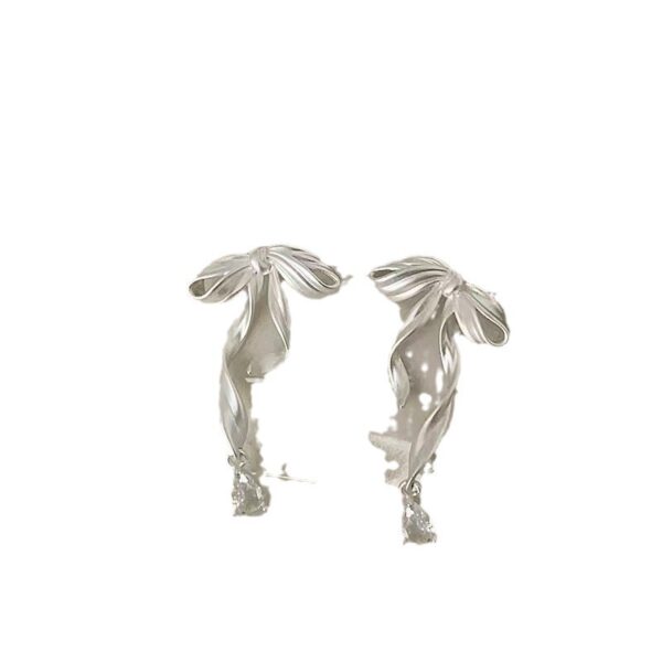 Bow Ribbon Zircon Stud Earrings For Women - Image 7