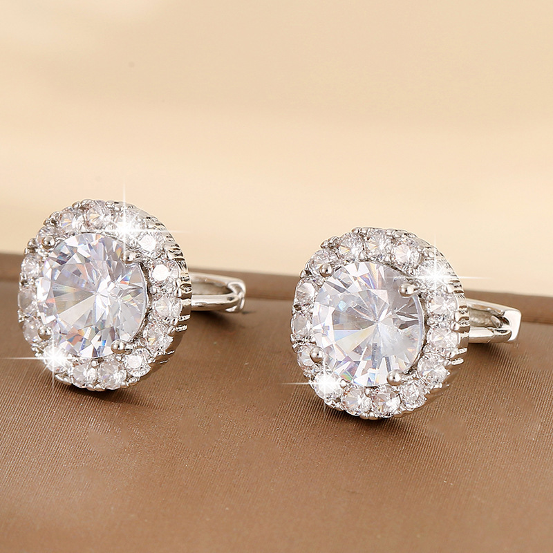 Luxury Copper Inlaid Zirconium Round Earrings - Image 6