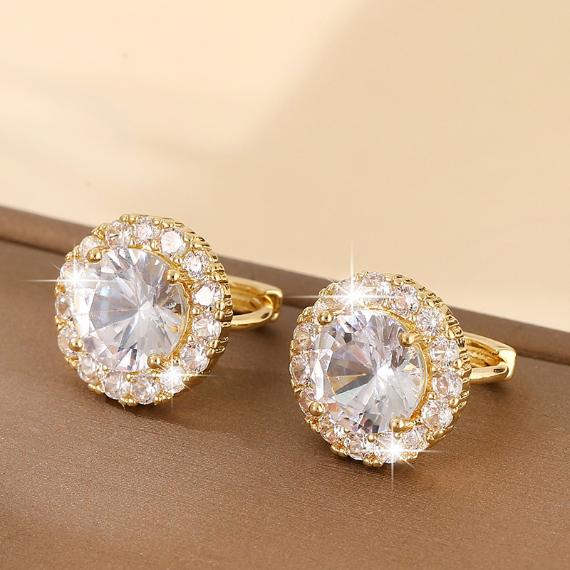 Luxury Copper Inlaid Zirconium Round Earrings - Image 7