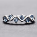 Female Versatile Copper Inlaid Blue Zircon Ring