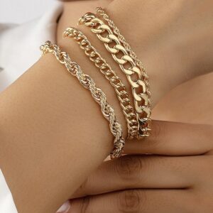 Vintage Hemp Flowers Chain Twin Bracelet