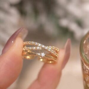 Micro-inlaid Zircon Ring Cross Multi-layer Switchable Index Finger Ring