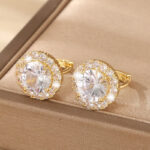 Luxury Copper Inlaid Zirconium Round Earrings