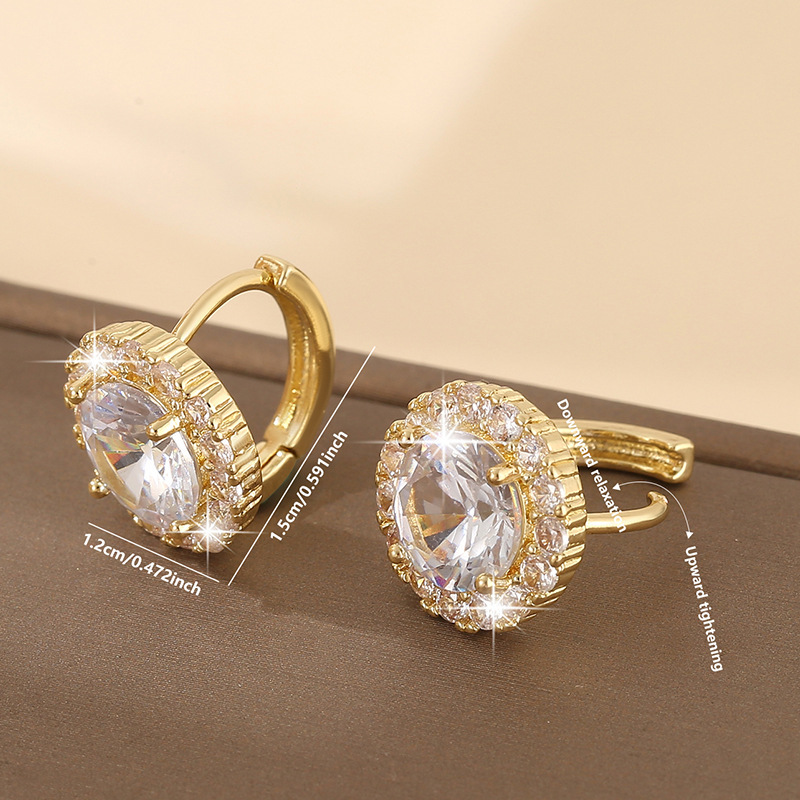 Luxury Copper Inlaid Zirconium Round Earrings - Image 4